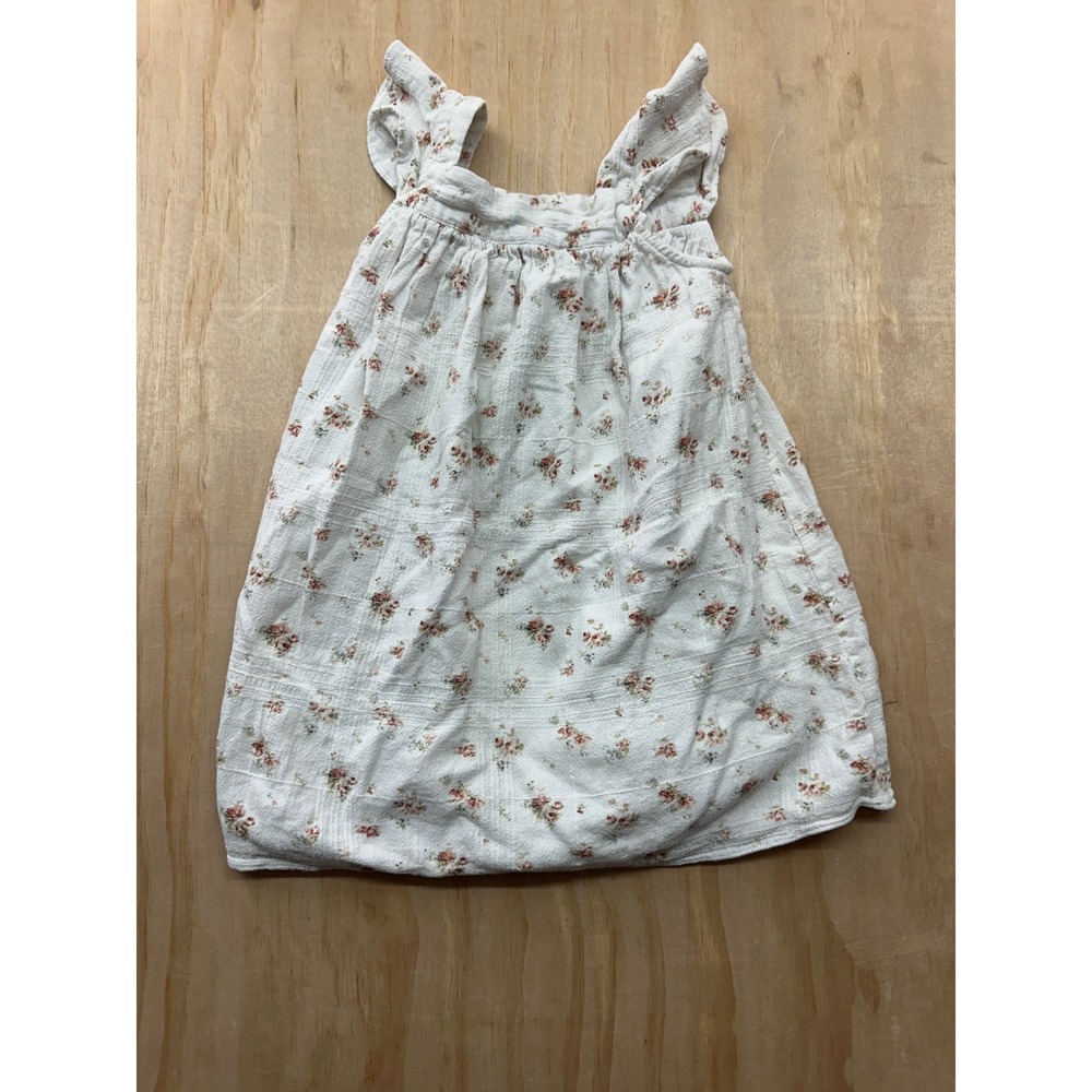 Jamie Kay Kids Floral Muslin Flutter Sleeve Dress White Pink Cotton Size 4Y